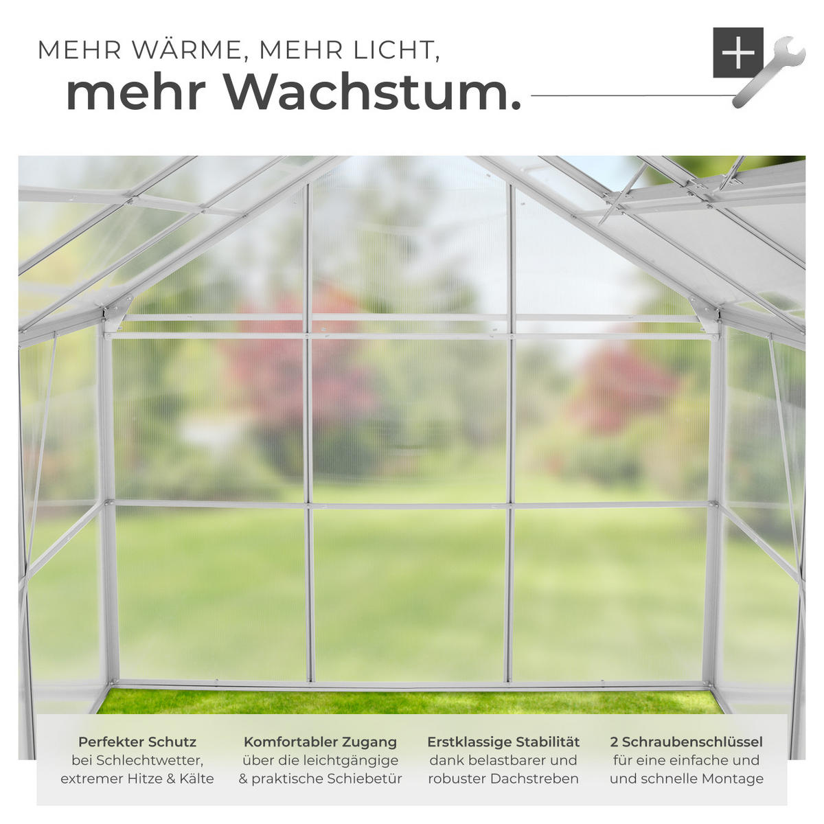 GEWÄCHSHAUS, 185 x 250 x 195 cm,transparent - Transparent, Metall (185/195/250cm) - tectake