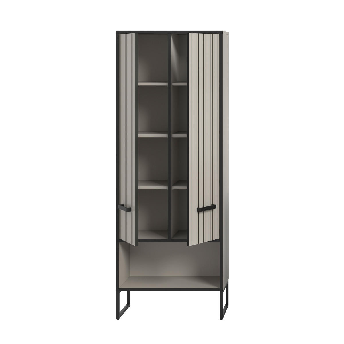 BADEZIMMERSCHRANK mit 2 Türen und 2 Nischen, Kaschmir 32/159/59 cm - Beige, Holzwerkstoff (32/159/38cm) - Calicosy