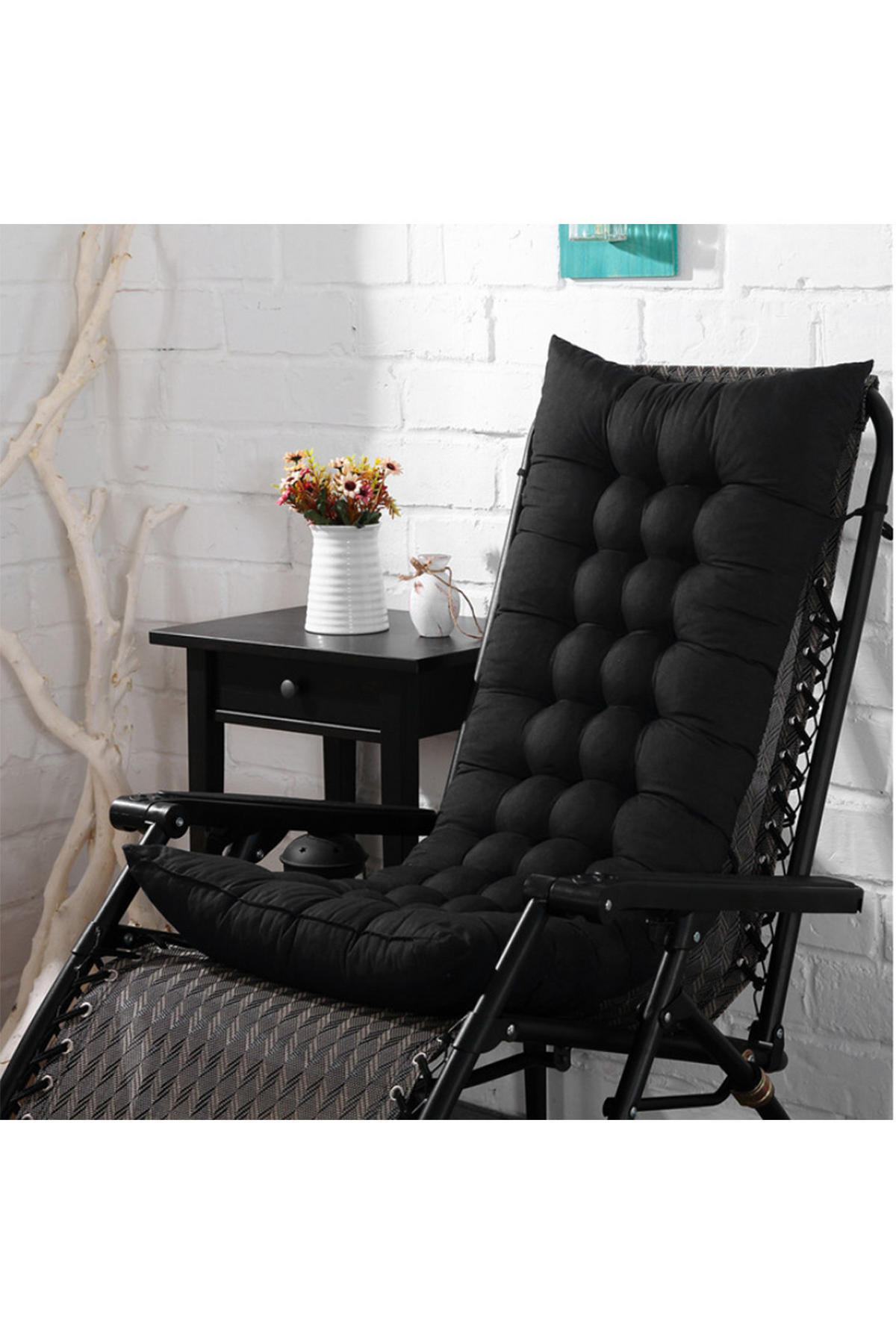 LIEGESTUHLKISSEN aus Baumwollmischung in Schwarz Dickes, weiches und bequemes für den Außenbereich - Schwarz, Textil (40/110cm) - Livingandhome