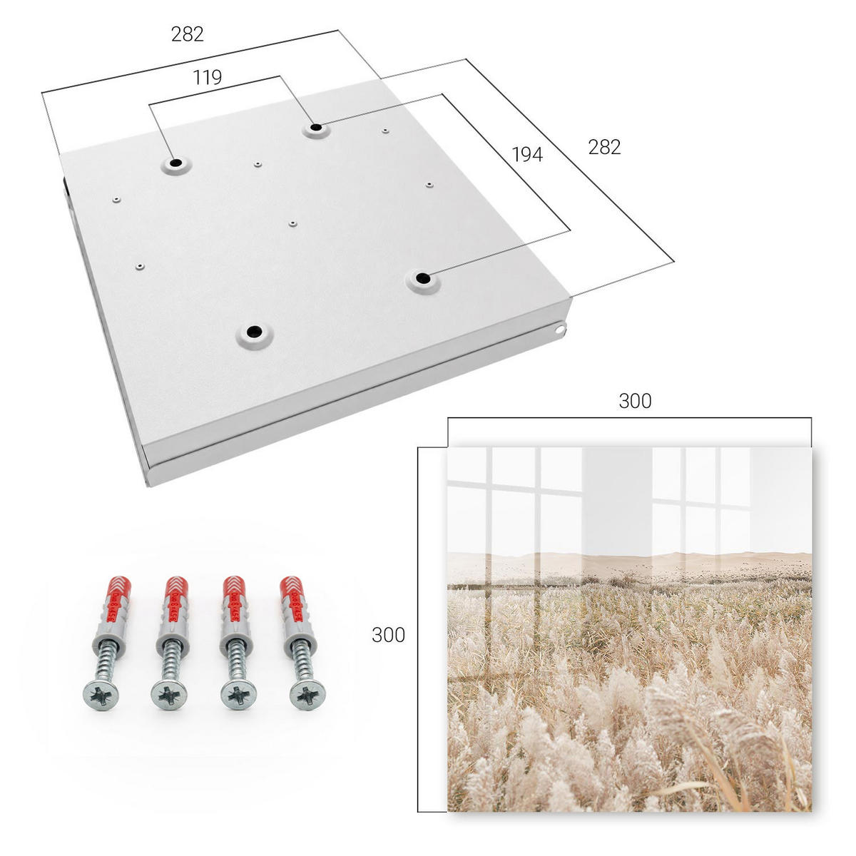 SCHLÜSSELBOX Weiß 30x30 cm – Türöffnung nach rechts - Wüstenharmonie - Beige, Metall (30/30/5cm) - TULUP