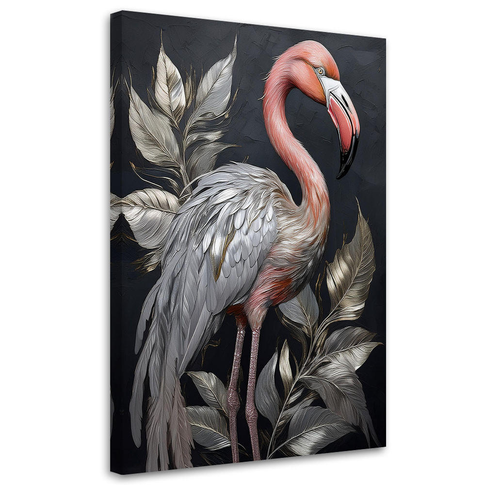 WANDBILD flamingo vögel silberne tiere - Silberfarben, Textil (40/60cm) - Feeby