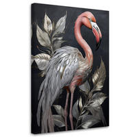 WANDBILD flamingo vögel silberne tiere - Silberfarben, Textil (40/60cm) - Feeby
