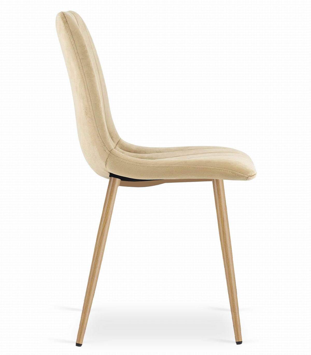 ESSZIMMERSTUHL Beigefarbener Velours, Sitzpolster, Metallfüße in Holzoptik, Modernes Design - Beige, Textil (46/86/56cm) - Best For Home