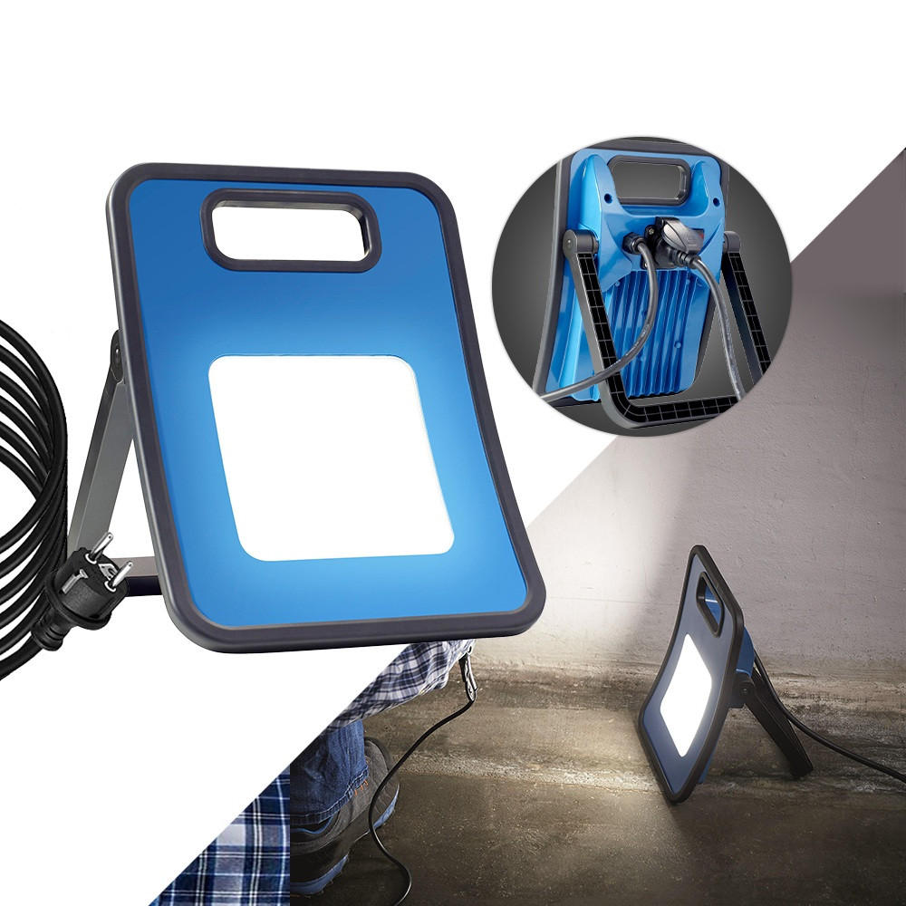 LED-ARBEITSSTRAHLER - 30W mit 3000 Lumen, stabiler Standfuß und rückseitiger Steckdose für Innen- und Außeneinsatz, 3m Netzkabel - Schwarz, Metall (8.5/33/24cm) - Northpoint