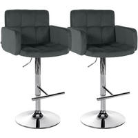 BARHOCKER 2 Samt Dunkelgrau - Chromfarben/Dunkelgrau, Textil/Metall (60/93/56cm) - CLP