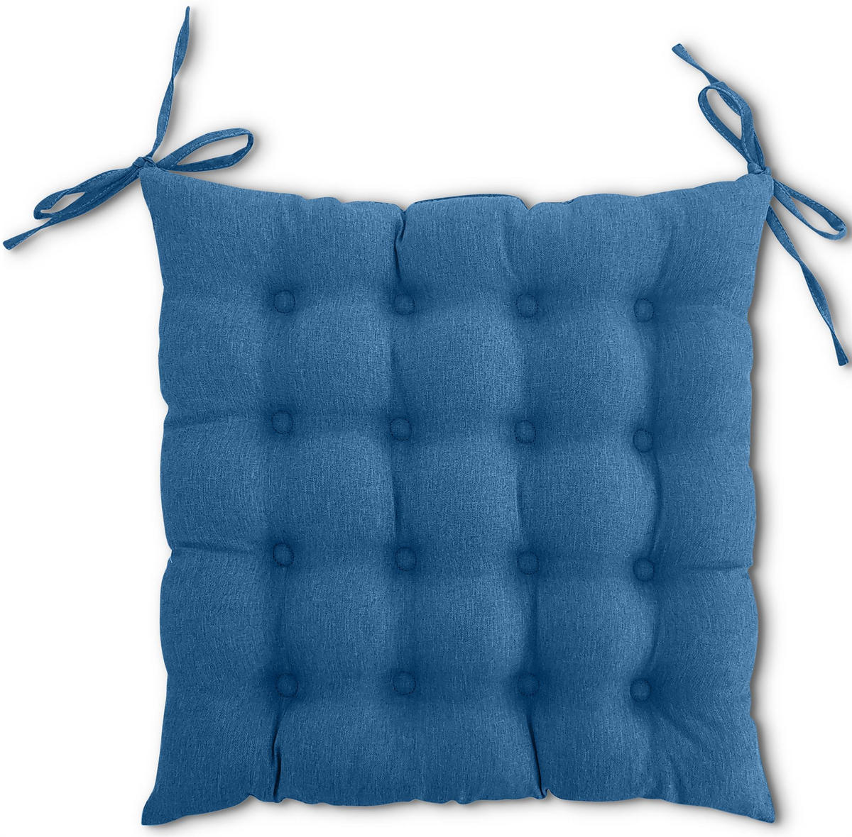 SITZKISSEN 16-Punkt türkis 40/40 cm mit Steppung und Halte-Bändern - Türkis, Textil (40/40/4cm) - wometo