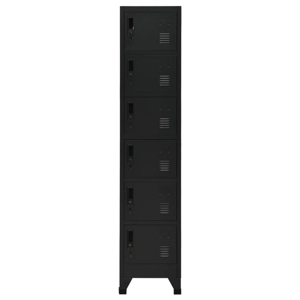 SCHLIESSFACHSCHRANK mit 6 Schließfächern, 38/40/180 cm, aus Stahl, in Schwarz - Schwarz, Metall (38/180/40cm) - vidaXL