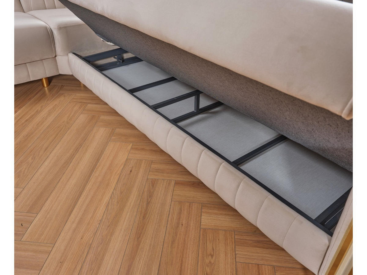 ECKSCHLAFSOFA Bogota Creme - Langer Schenkel Rechts - Creme, Holzwerkstoff/Metall (245/310cm)