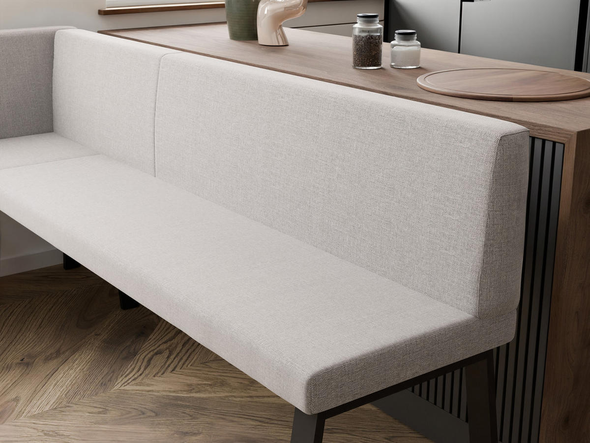 ECKBANK links MONO Y Webstoff glatt, 128/168 cm Beige - Beige, Textil/Metall (128/168cm) - Idohome