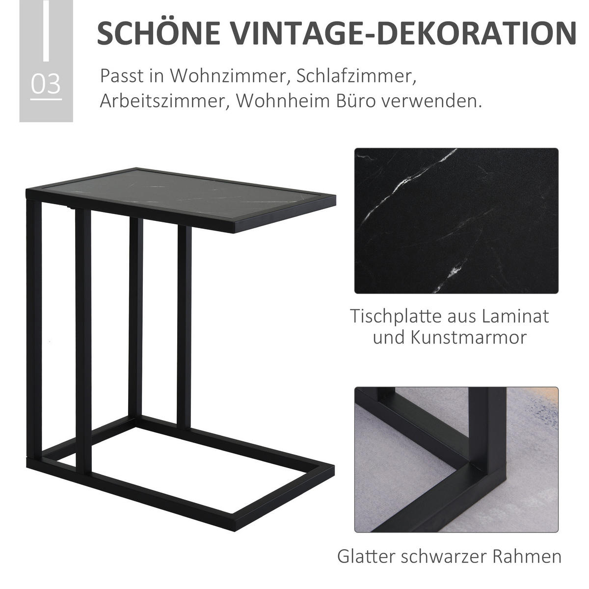 BEISTELLTISCH - Schwarz, Holzwerkstoff (45/30/51.5cm) - HOMCOM