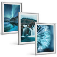BILDER SET 3er Set - 40x60 cm Silberner Rahmen - Winterlandschaften mit Wasserfällen - Silberfarben, Kunststoff (40/60cm) - TULUP