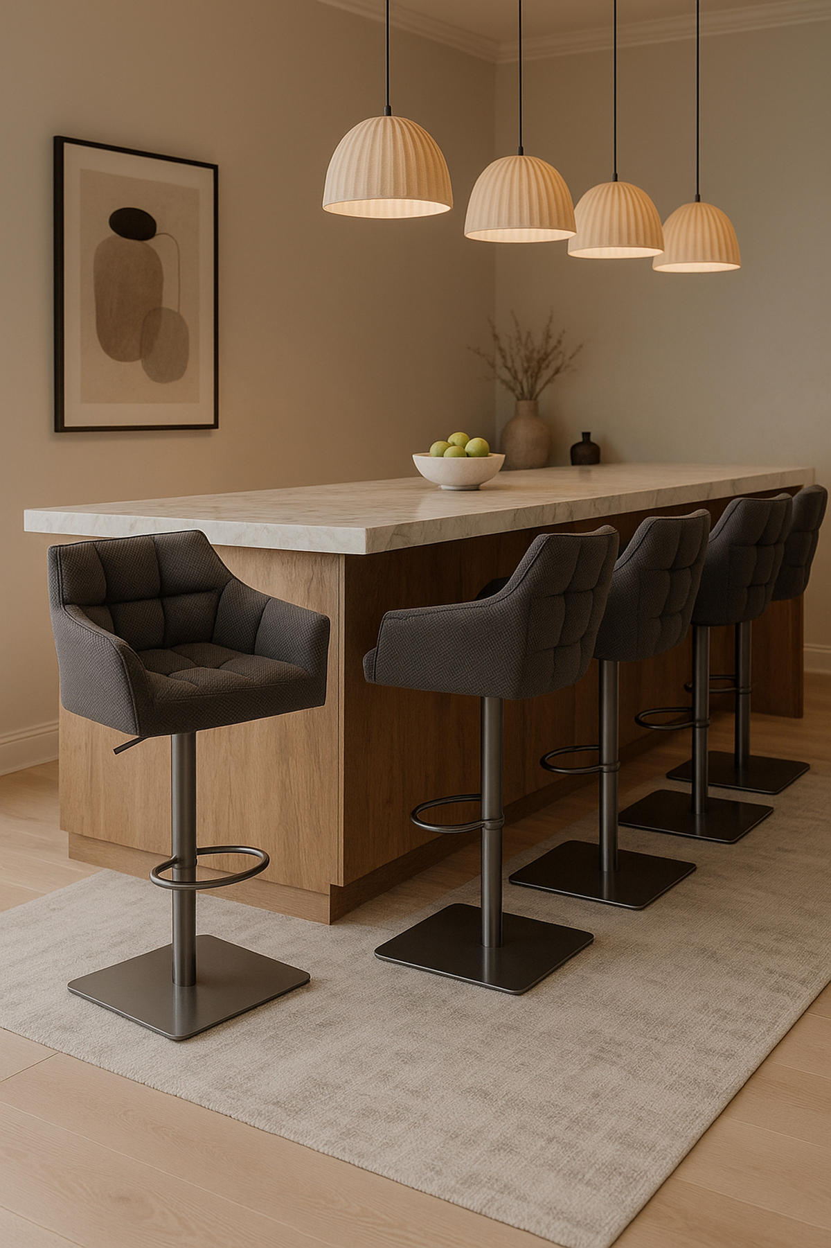 BARHOCKER 2er Set Damaskus Stoff edelstahl titangrau - Edelstahlfarben/Grau, Textil/Metall (64/110/48cm) - TPFLiving