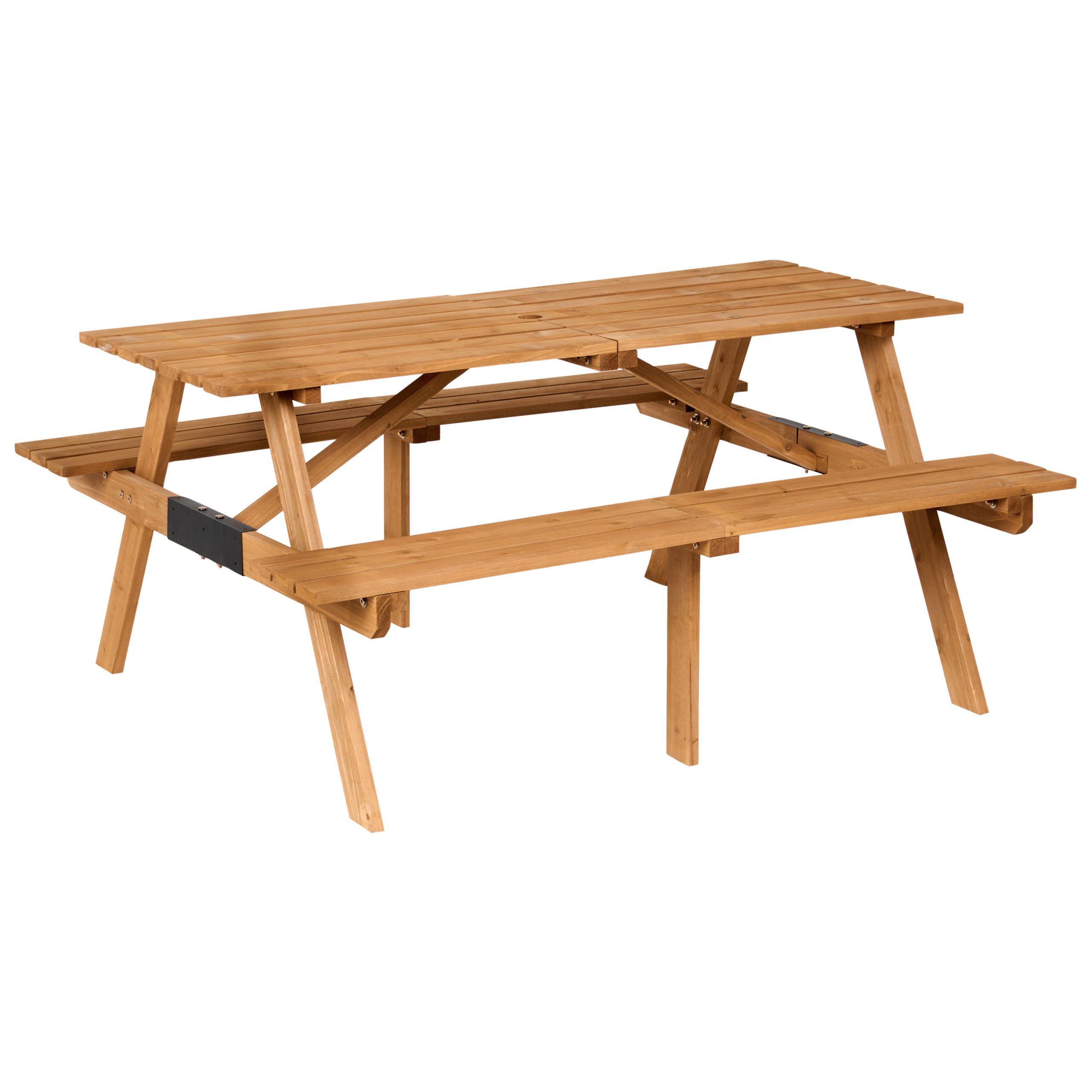 PICKNICKTISCH mit Bänken Tannenholz Hellbraun Roscigno - Hellbraun, Holz - Beliani