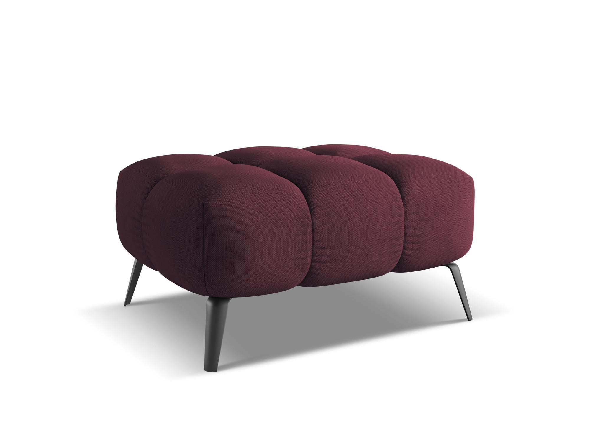 POUF Chenille Stoff Rot - Rot/Weinrot, Textil/Metall (78/41/60cm) - Makamii