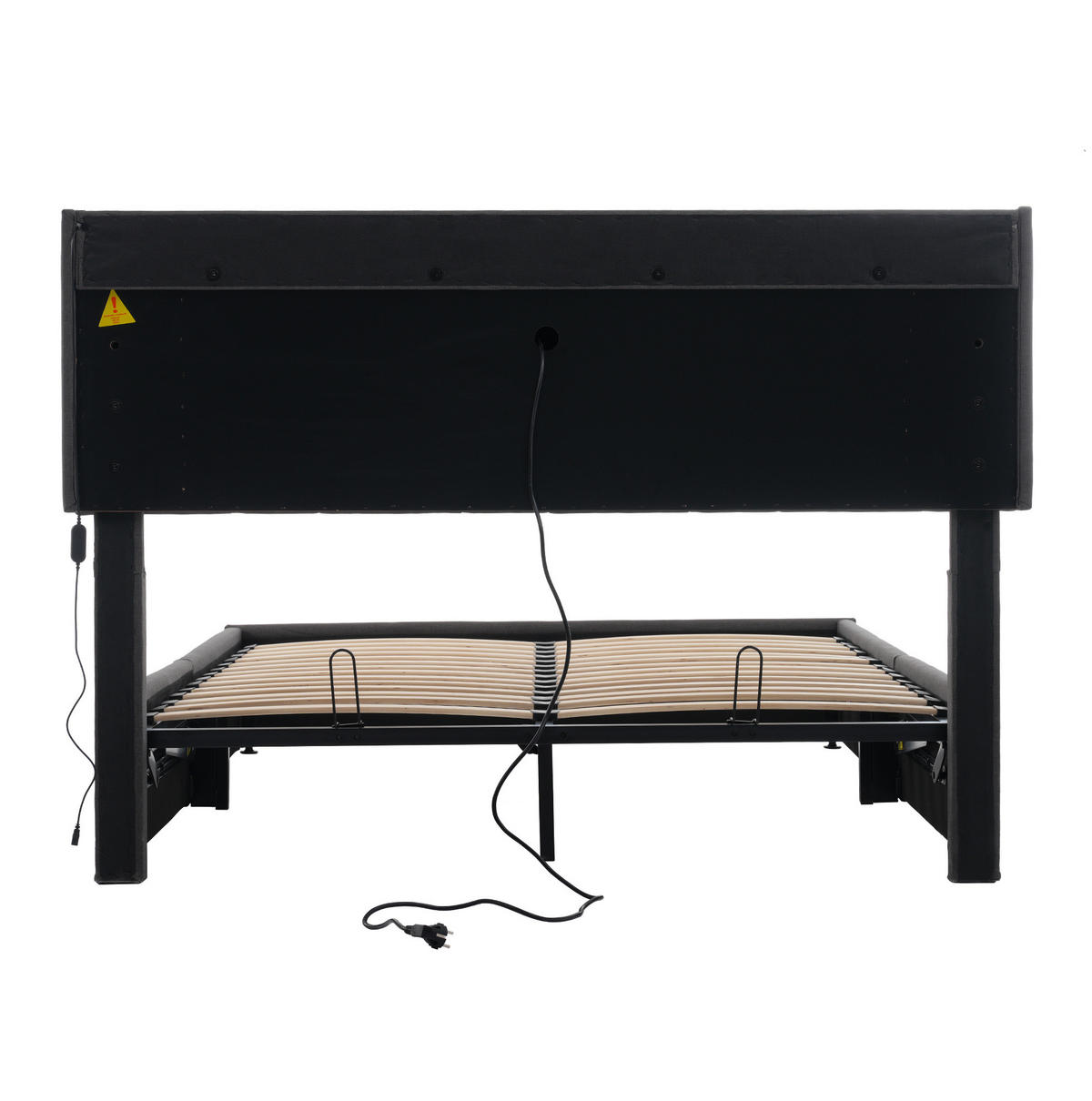 POLSTERBETT 140/190 cm grau aus Leinen mit LED und Stauraumkopfteil - Grau, Textil (140/190cm) - OKWISH