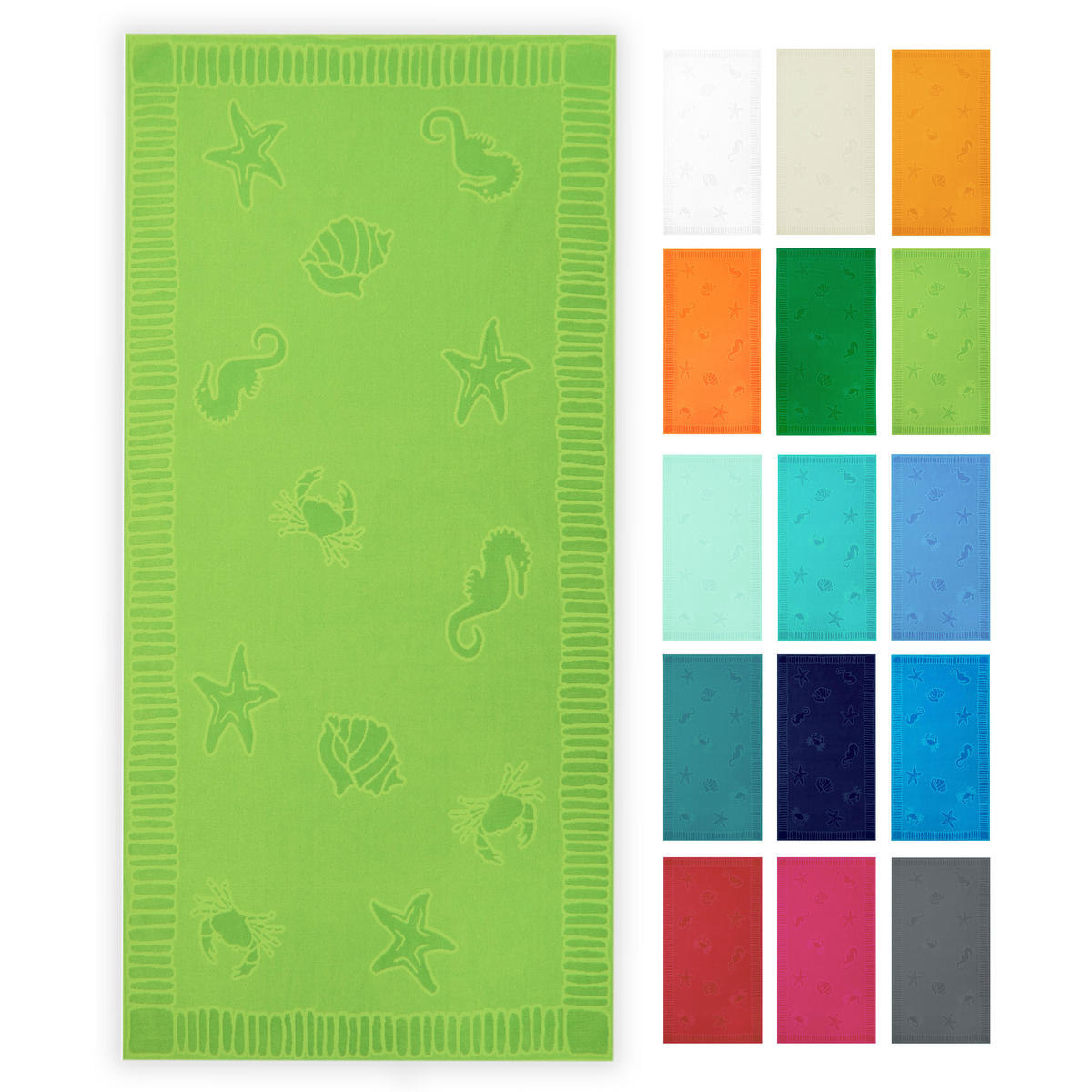 STRANDTUCH, 100x200 cm, 100% Baumwolle, Grün - Limette, Textil (100/200cm) - Zollner