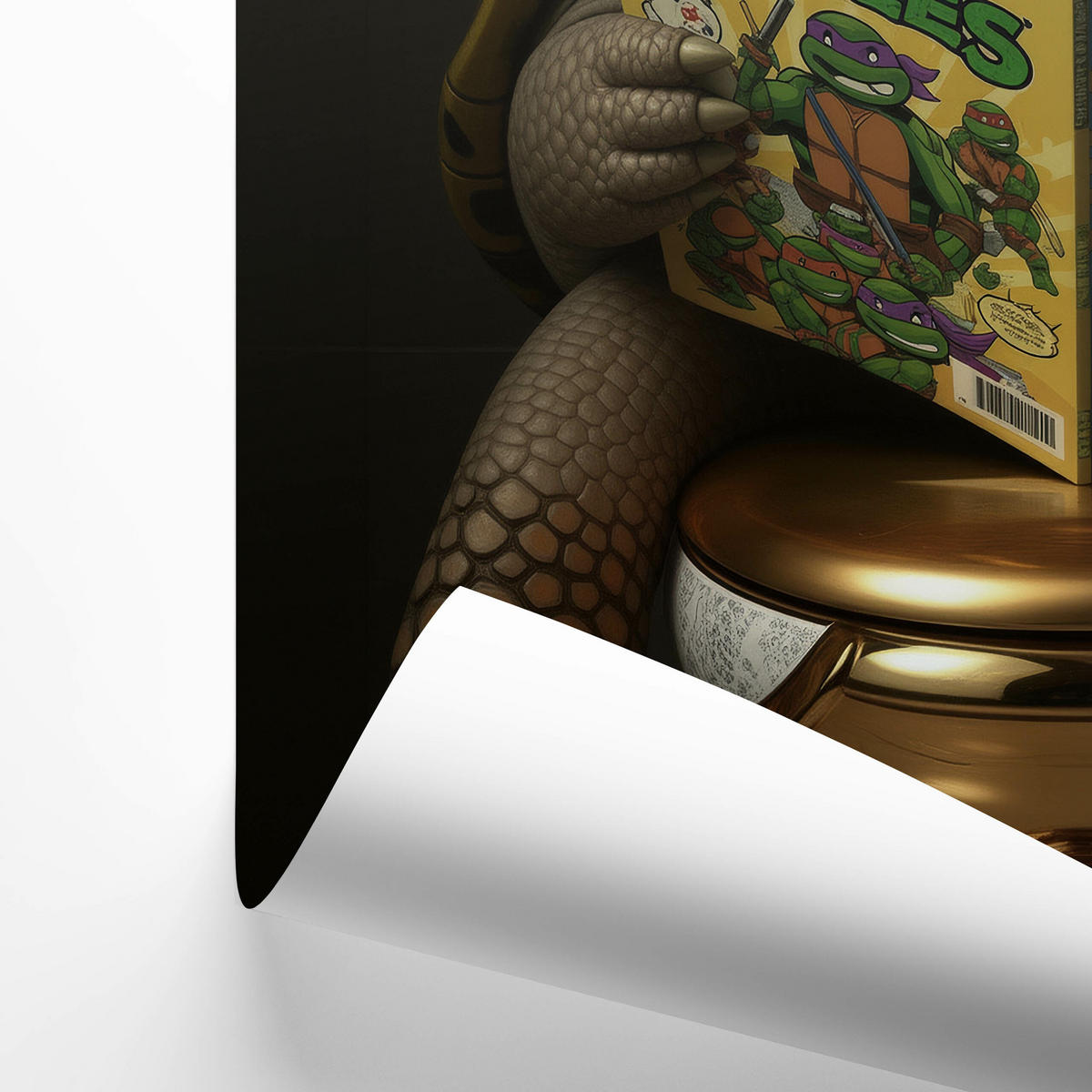 POSTER für Badezimmer WC SCHILDKRÖTE mit Comicbuch auf Toilette Abstraktion 50x70cm - Gelb/Orange, Papier (50/70/70cm) - Muralo