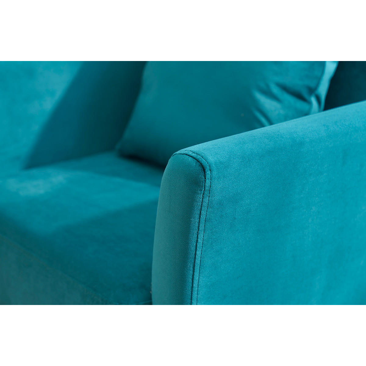 SESSEL abnehmbarer Bezug petrolblau Samt OSLO - Petrol, Kunststoff (80/81/74.5cm) - Miliboo