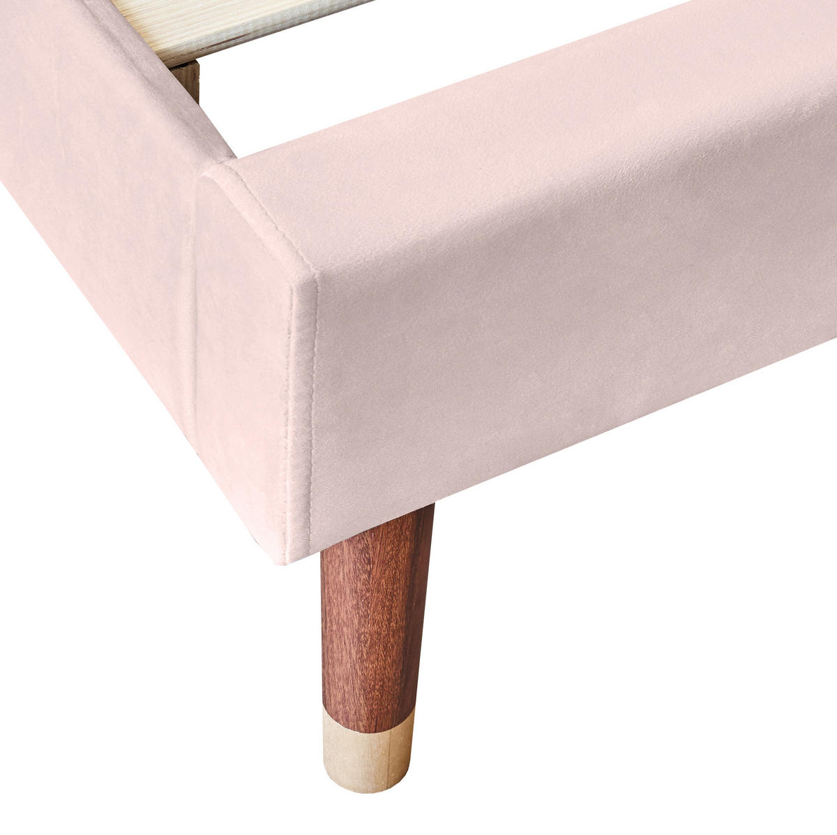 BETT mit Lattenrost und Kopfteil 90x200 cm Samt Pink - Pink, Metall (90/200cm) - Meubliv