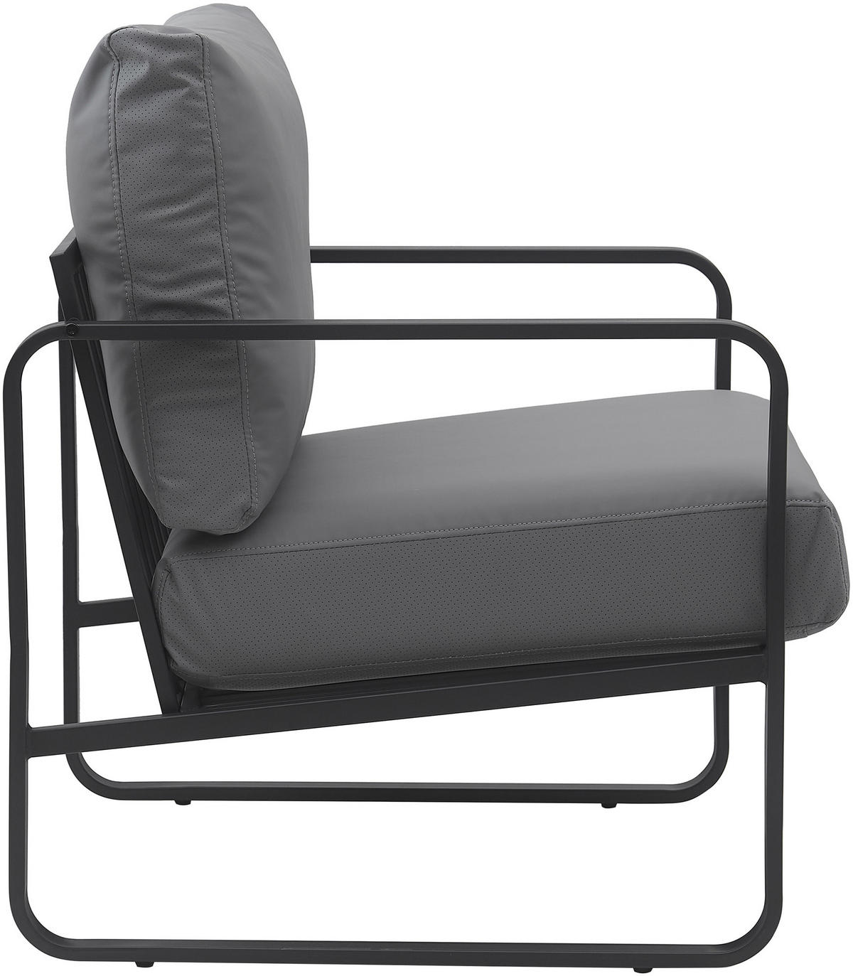 SESSEL Lederlook grau - Schwarz/Grau, Textil/Metall (70/82/74cm) - CLP