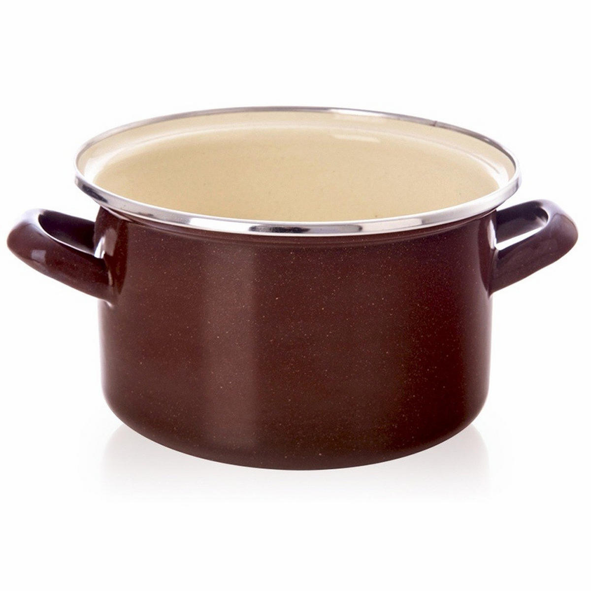 EMAILLIERTOPF Brown mit Griffen braun - Braun, Metall (18cm) - Orion 