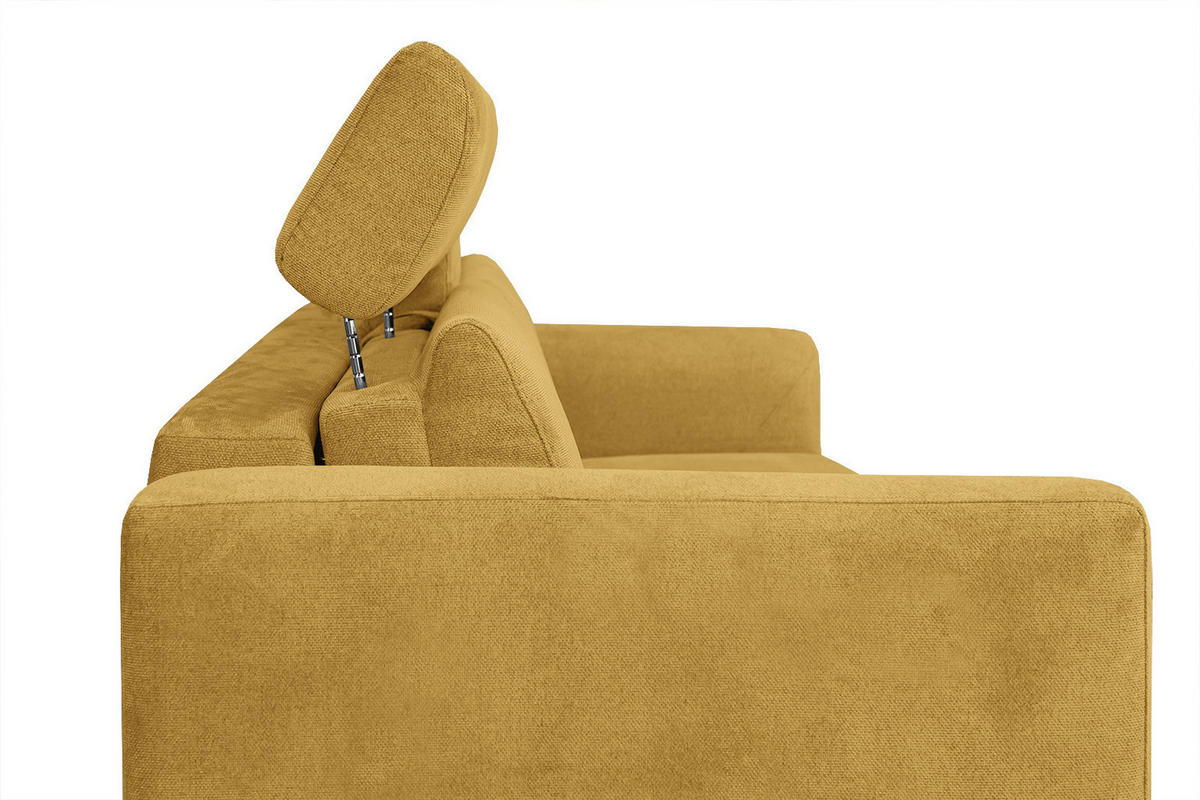 SOFA MEZO 3-Sitzer mit Schlaffunktion, gelb - Gelb/Schwarz, Holz/Textil (232/90/107cm) - Courtois Laville