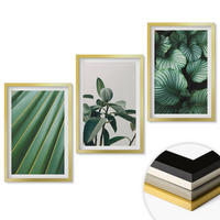 WANDBILDER 3er Set - 40x60 cm Goldrahmen - Ästhetische tropische Blätter - Goldfarben, Kunststoff (40/60cm) - ArtPrintCave