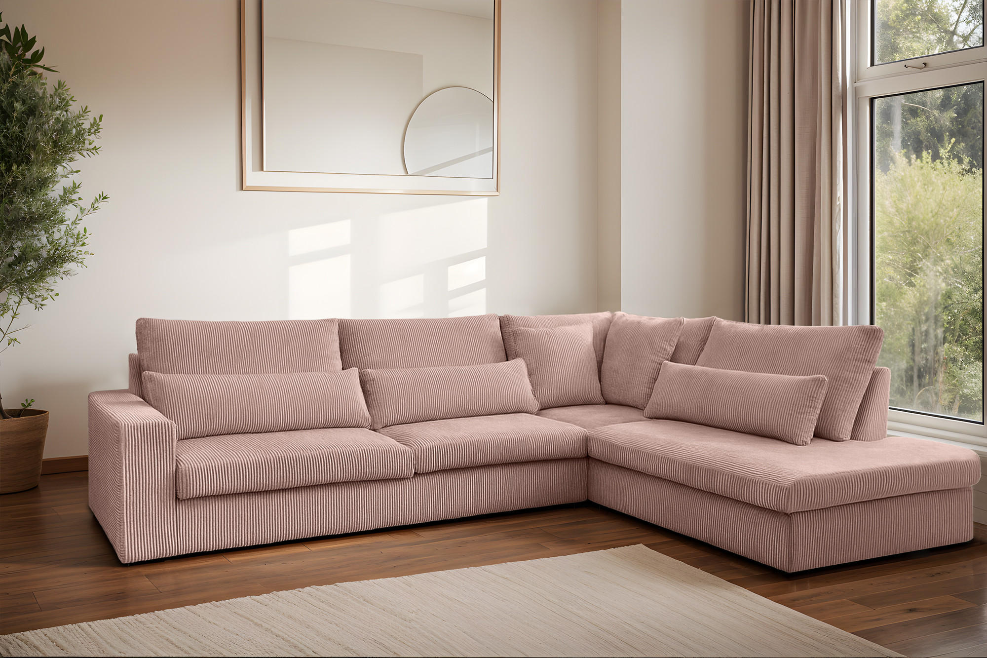 ECKSOFA L-Form SVEN Stoff Poso Rosa Rechts - Rosa, Textil (315/245cm) - Kaiser Möbel