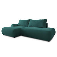 ECKSOFA NUVIRA CL L-S Blau Samtstoff mit Schlaffunktion - Blau, Holzwerkstoff/Textil (279/158cm) - MASSENO