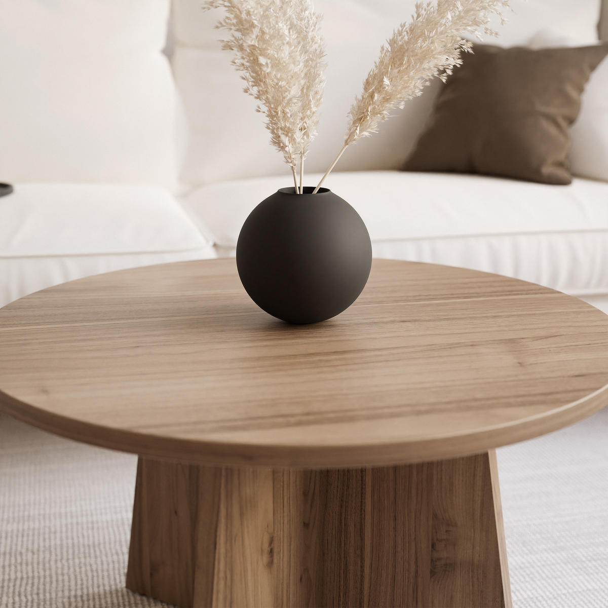 BELLAGIO – větší konferenční stolek Ø 75 cm, ořech Royal - kašmírová, kompozitní dřevo (75/75/47cm) - Idohome