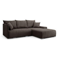 ECKSOFA L-Form Schlaffunktion Livorno Cord-Stoff Braun Rechts - Chromfarben/Schwarz, Holz/Kunststoff (246/188cm) - Kaiser Möbel