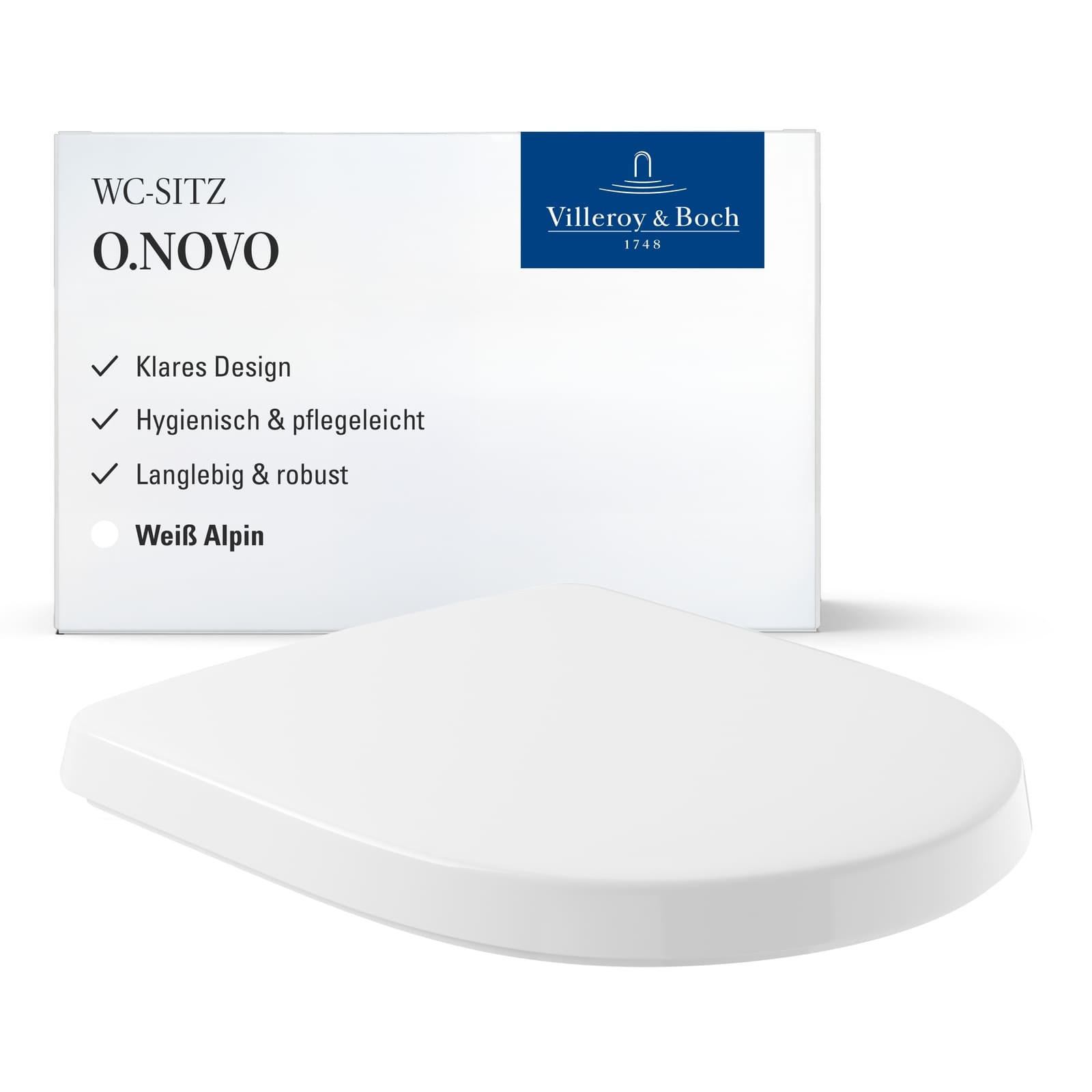 WC-SITZ O.novo weiß 423 x 368 x 51 mm - Weiß, Kunststoff (36.8/5.1/42.3cm) - Villeroy & Boch