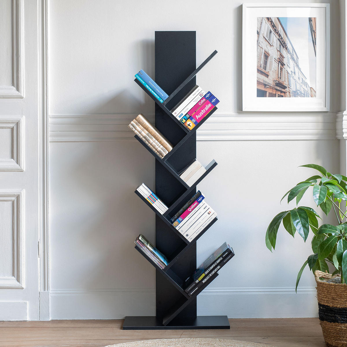 BÜCHERSCHRANK Simone Schwarz - Schwarz, Holzwerkstoff (25/141/50cm) - Happy Garden