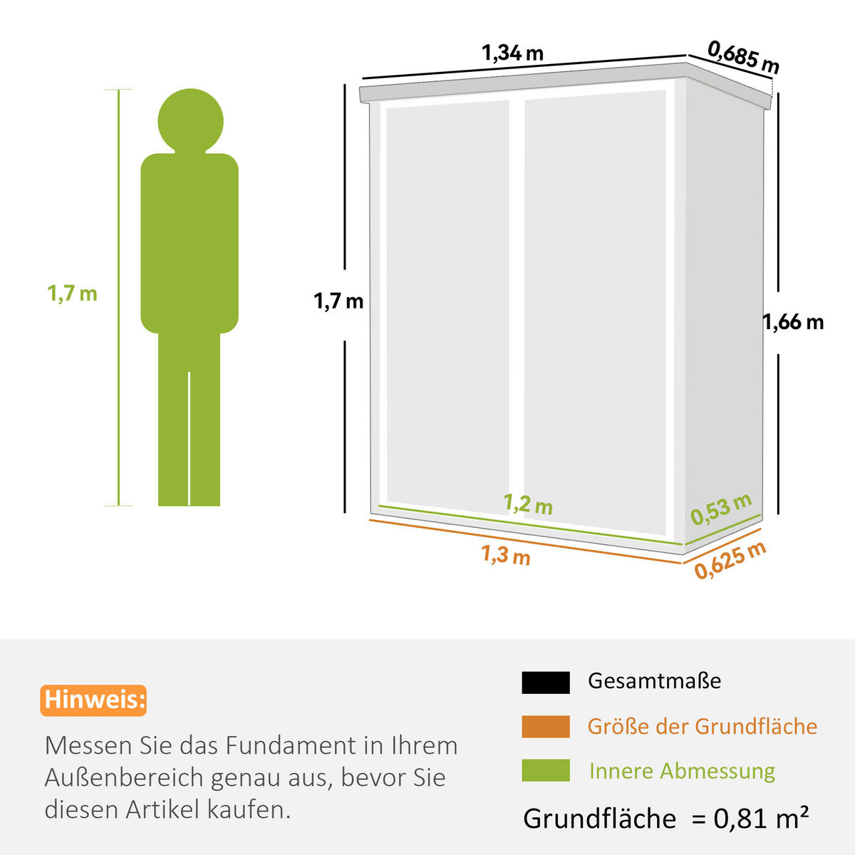 GERÄTESCHUPPEN Kunststoff Aluminium Grau - Grau, Kunststoff (68.5/170/134cm) - Outsunny