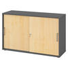 SCHIEBETÜRENSCHRANK - 2 Ordnerhöhen 40/120/74,8 cm in Graphitfarben/Ahornfarben Streifengriff (Kunststoff) - Ahornfarben/Graphitfarben, Holzwerkstoff (120/74.8/40cm) - bümö