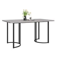 ESSTISCH 140x80x75 cm in Grau und Schwarz aus MDF mit Marmoroptik auf geometrischem Metallgestell - Grau, Holzwerkstoff (140/80/75cm) - Modfu