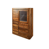 VITRINE Sheesham 109x40x145 walnuss gewachst TORONTO #209 - Walnussfarben, Holz (109/145/40cm) - Massivmoebel24