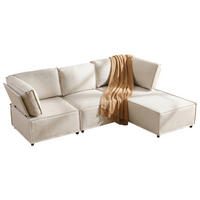 ECKSOFA mit flexibler Kombination und Leinenstoff in Beige - Beige, Textil (238/154cm) - EVRYAE