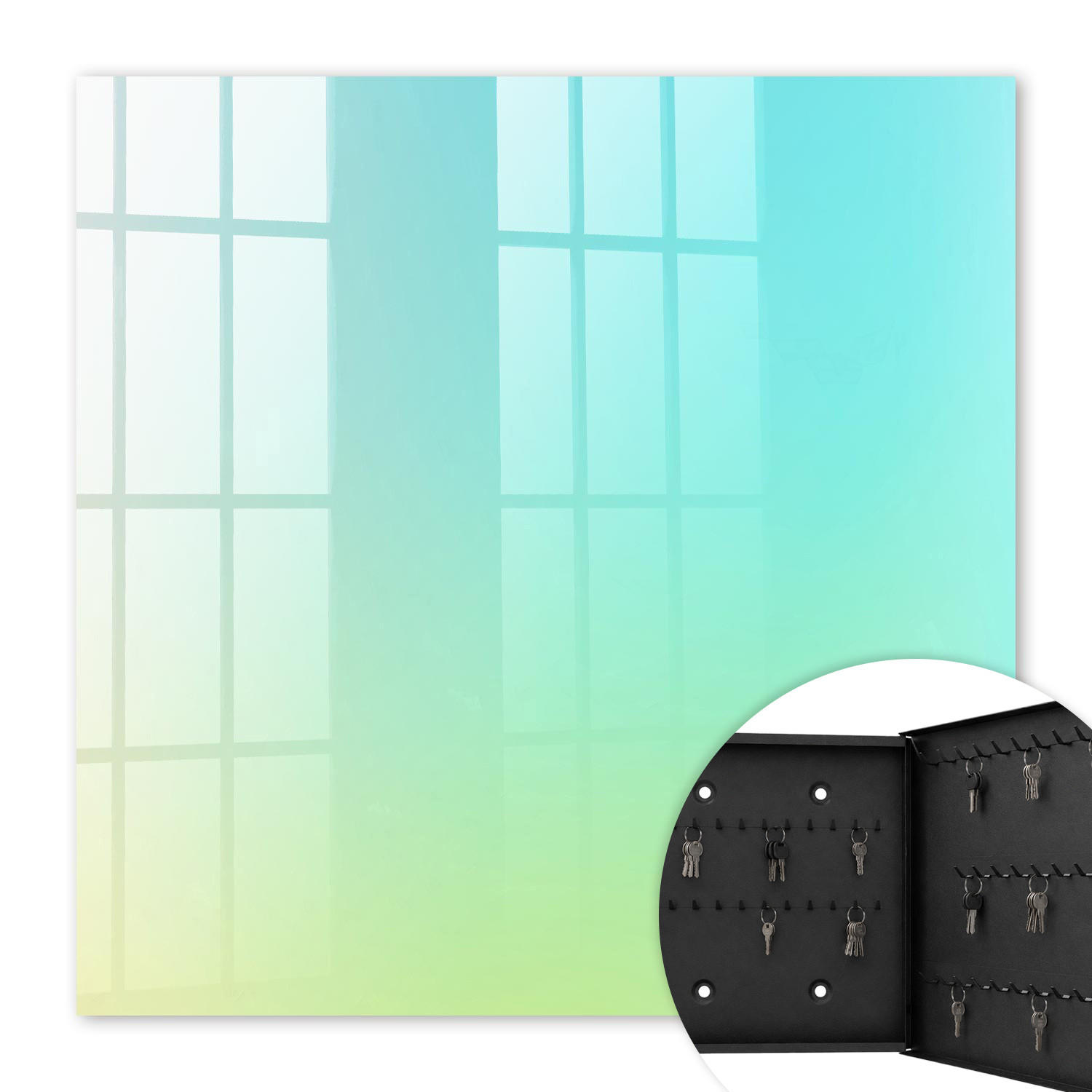 SCHLÜSSELBOX Schwarz 30x30 cm- Türöffnung nach rechts - Sommerliche Frische - Türkis, Metall (30/30/5cm) - TULUP