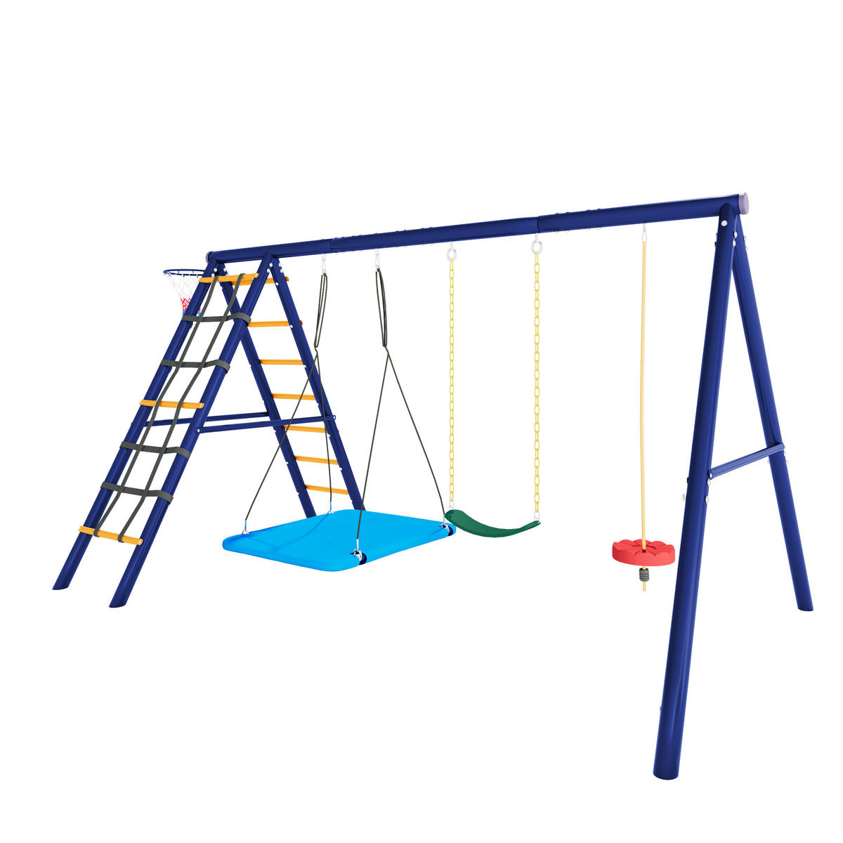 SCHAUKELGESTELL & Nestschaukel, Basketballkorb - Blau, Metall (310/203cm)
