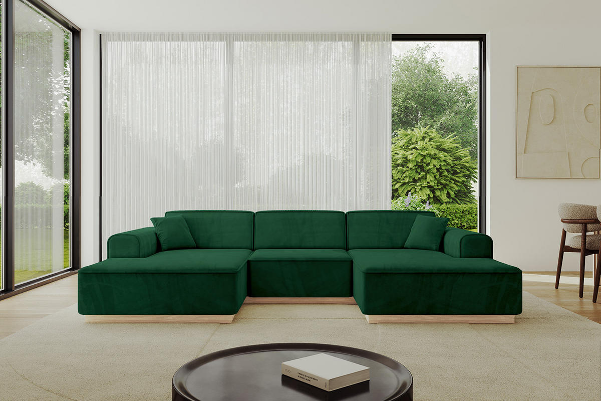 WOHNLANDSCHAFT IREA-U1 - 303x171x83 cm Grün - Grün, Holzwerkstoff/Textil (303/83/171cm) - ALTDECOR