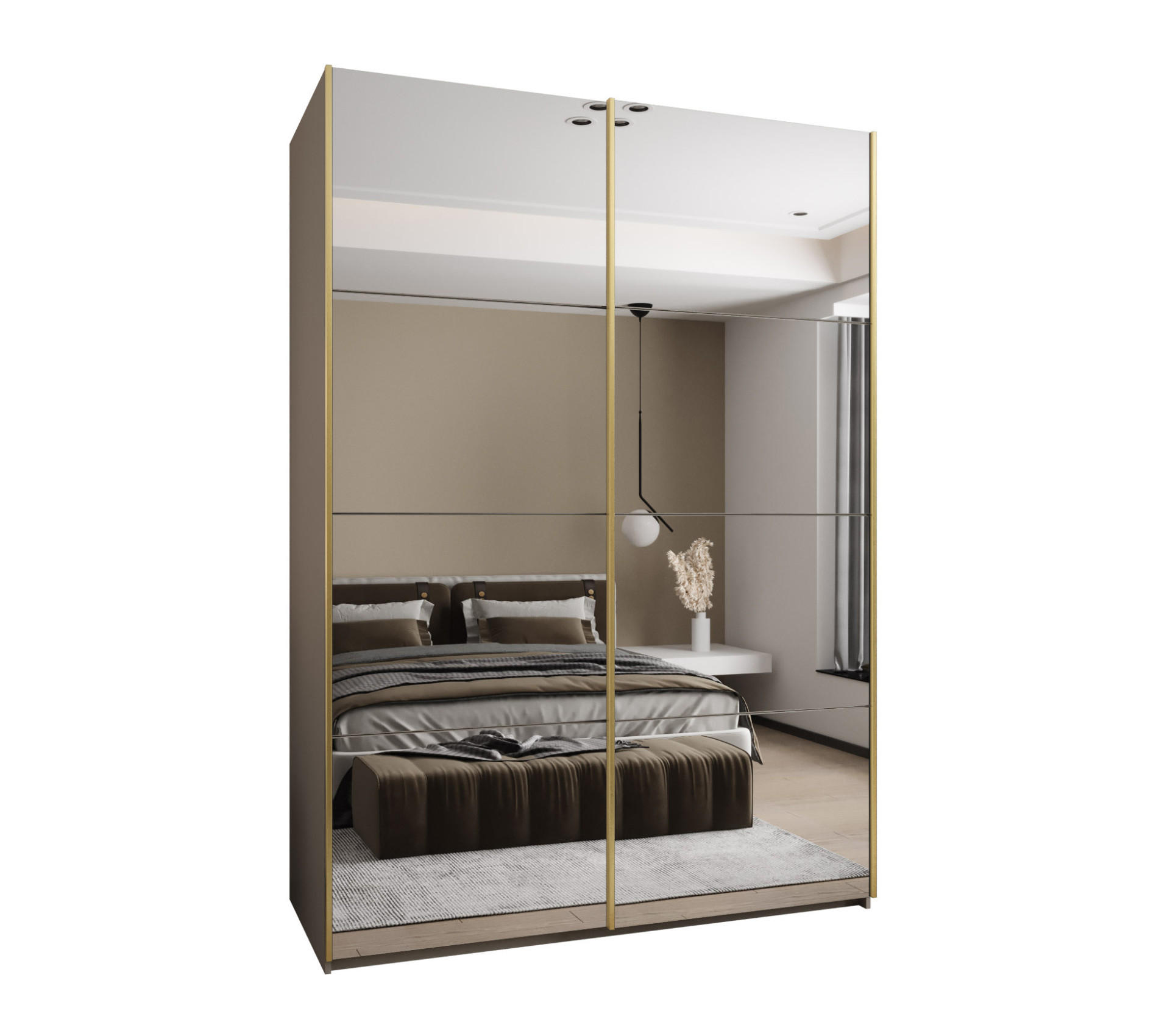 SCHWEBETÜRENSCHRANK 245,5/170/64 2-türig - Kaschmir/Goldfarben, Holz/Metall (170/245/64cm) - Abiks Möbel