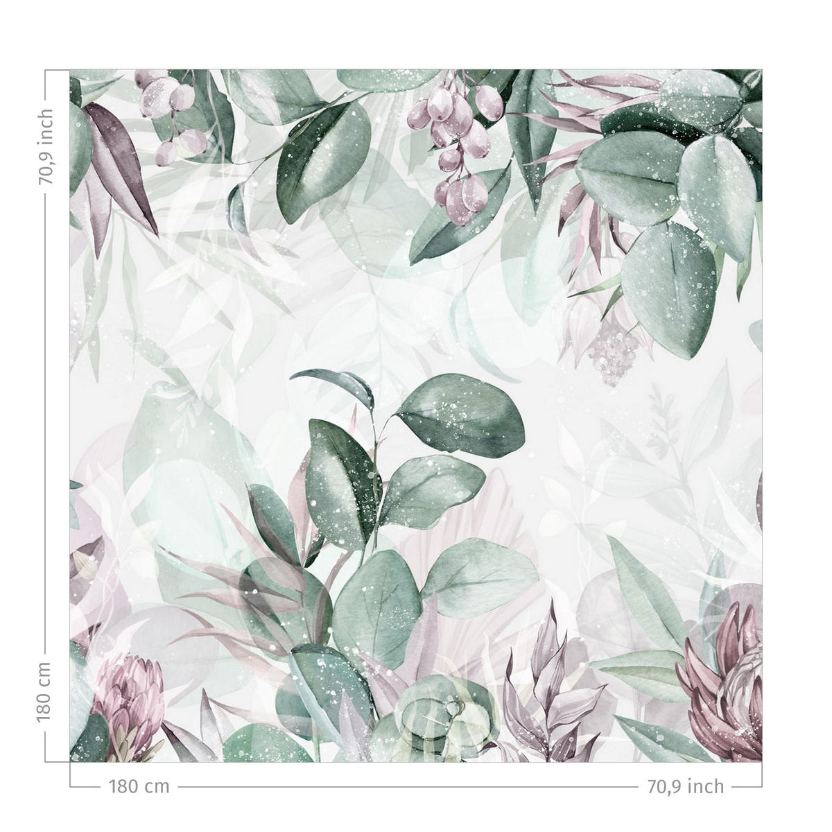 DUSCHVORHANG Botanik in Pastell Grün & Rosa 180/180 cm - Grün, Textil (180/180cm) - Bilderwelten
