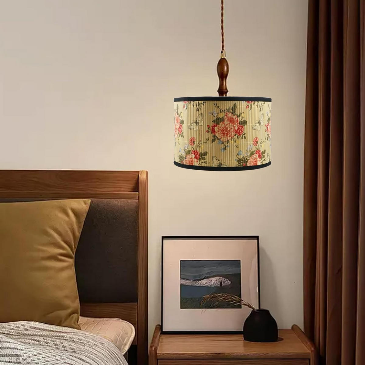 LAMPENSCHIRM Bambus Muster 30/30/20 cm - Gelb, Naturmaterialien (30/30/23cm) - Weltevree