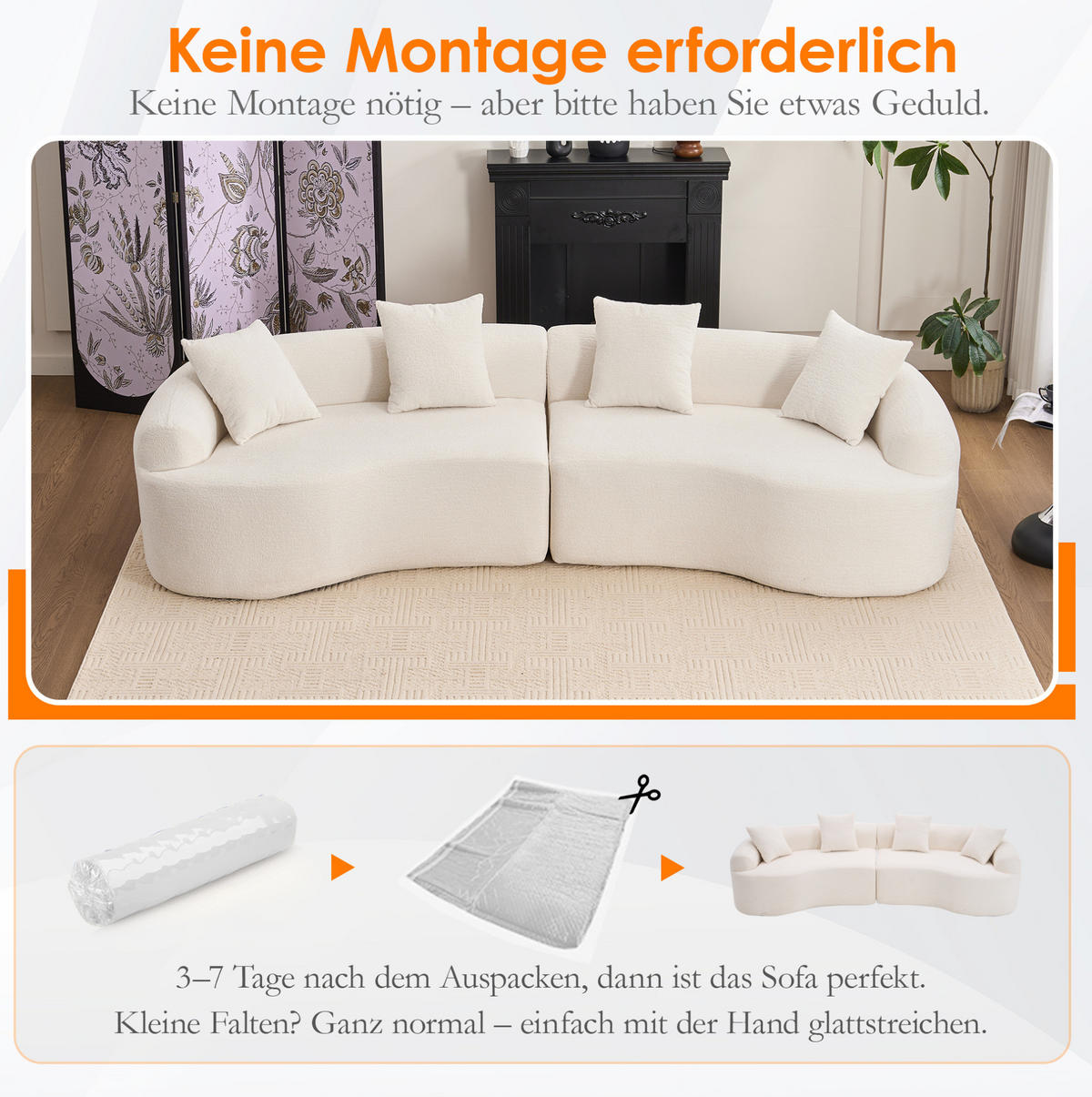 ECKSOFA modular 4-Sitzer Chenille Weiß-Grau - Weiß, Kunststoff (115/63/275cm) - Meubliv