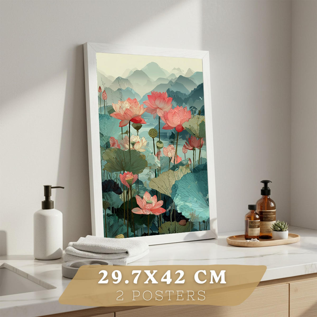 PLAKÁT Sada 2 Japon Bílý rám A3 - bílá, papír (42/29.7/3cm) - Nacnic