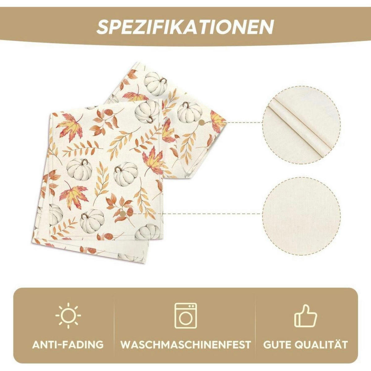 TISCHLÄUFER Herbstmotiv Kürbisse 40 x 240 cm - Creme, Textil (240/40/1.5cm)