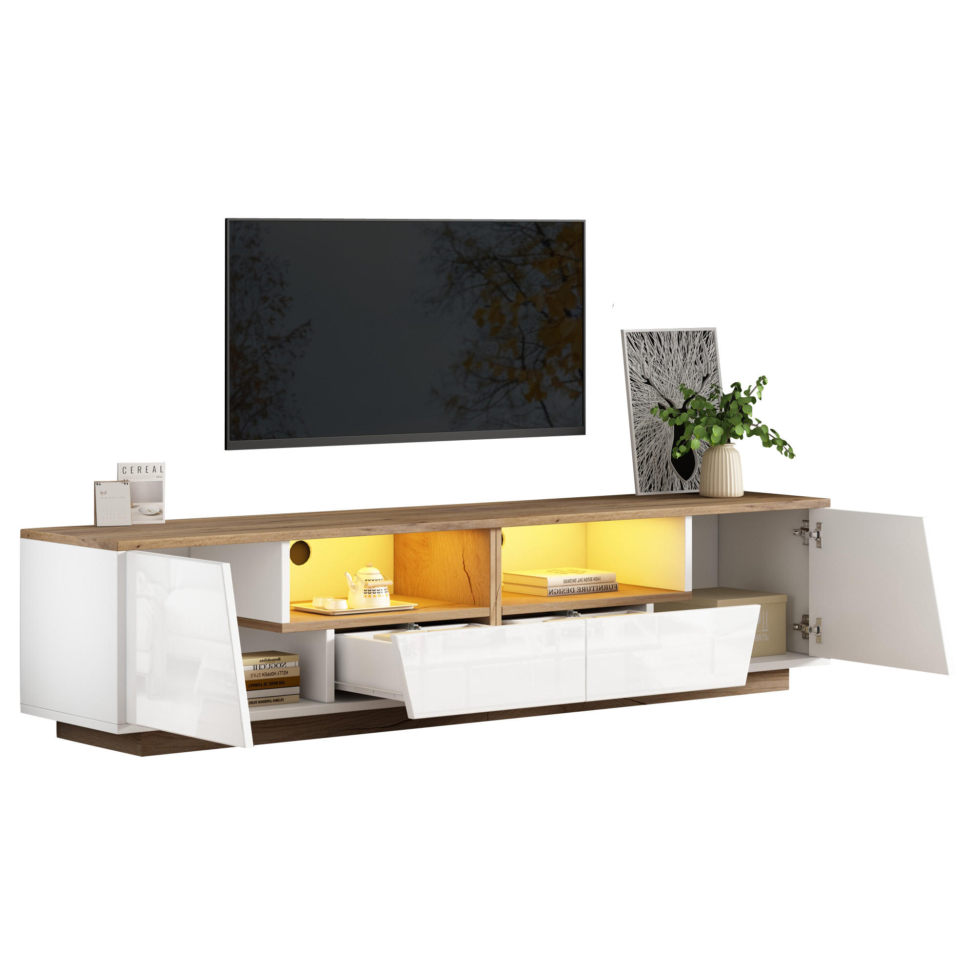Beauniv Tv-Schrank Weiß 40x46x180 cm