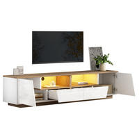 TV-SCHRANK mit LED 180 x 40 x 46 cm Hochglanz Weiß Holzoptik - Weiß, Holzwerkstoff (40/46/180cm) - Beauniv