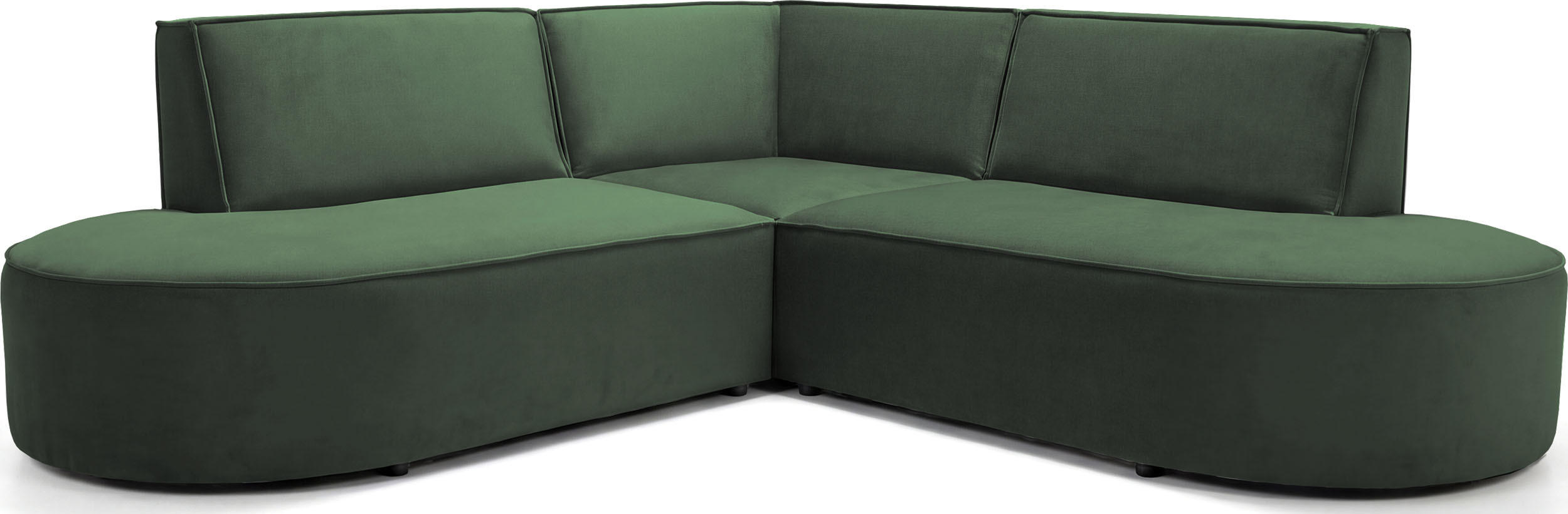 ECKSOFA Nora L-Form 3-Sitzer Universell, Samt, Dunkelgrün 223/73/223 cm - Dunkelgrün/Schwarz, Kunststoff/Textil (223/223cm) - WFL GROUP